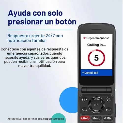 Vista 3 de LIVELY Jitterbug Flip - Teléfono celular para personas mayores, no compatible con otros operadores inalámbricos, plan de teléfono debe activarse,