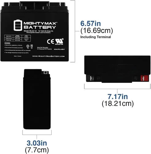 Vista 2 de Mighty Max Battery Batería de 12 V 22 ah UPS Sustituye a 21ah Leoch djw12-20, djw 12-20