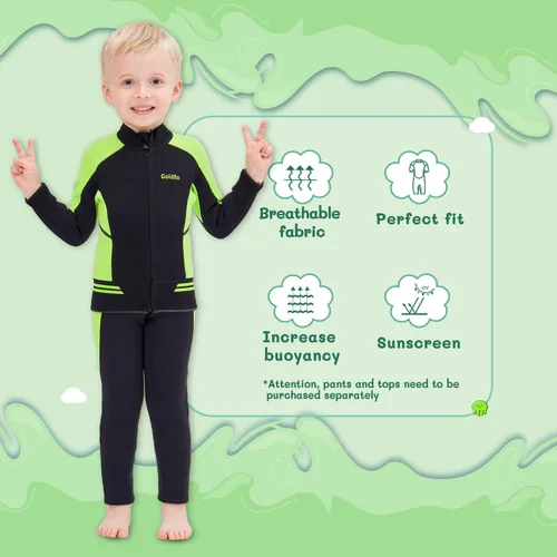 Vista 3 de GoldFin Chaquetas de neopreno para niños, 0.079 pulgadas (0.079 in) para niñas y niños, de neopreno, manga larga, para mantener el calor