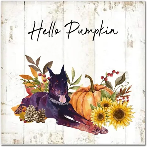 Vista 7 de Hello Pumpkin Boston Terrier Dog Wood Signs Pumpkin Farm Wall Plaque Gives Thanks Porch Sign Rustic Home Family Wall Decoration for Home Front Door