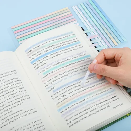 Vista 4 de NEWEST 960 tiras de resaltador transparentes para leer, pestañas de resaltador extraíbles degradadas para anotar libros, notas adhesivas de página