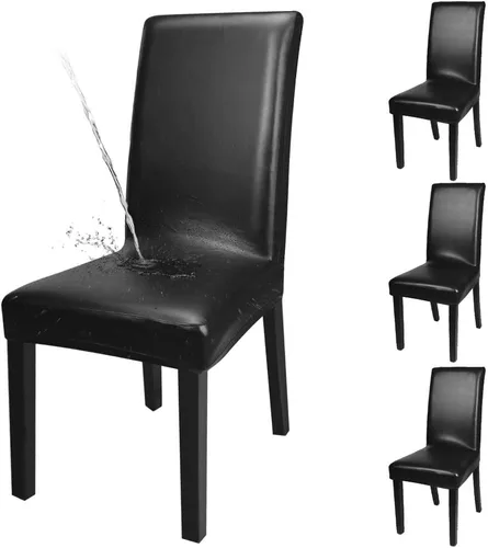 Vista 25 de Fundas para silla de comedor Yisun, fundas elásticas para silla de comedor, funda protectora para silla de comedor, mezcla de poliéster, Beige
