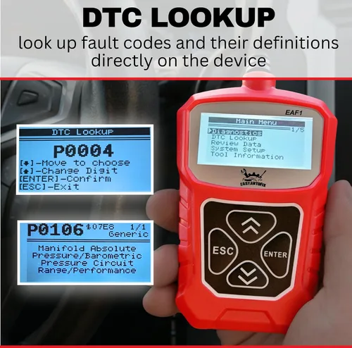 Vista 4 de EAF1 OBD2 Escáner de coche – Herramienta de diagnóstico automotriz profesional lector de código para luz del motor OBDII escáner para coche de datos