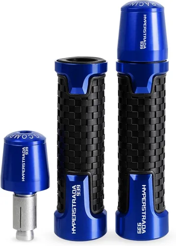 Vista 2 de Motocicleta para Ducati Hyperstrada 939, 2016, 2017, 2018, 2019, 2020, 2021, 2022, extremos de agarre para manillar CNC, manillar de goma, manillas