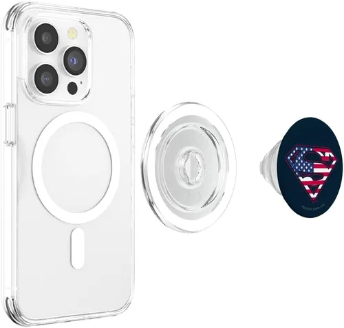 Vista 4 de Superman USA - Escudo de la bandera estadounidense PopSockets MagSafe PopGrip para iPhone