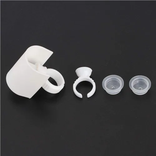 Vista 7 de Anillo de pegamento para extensiones de pestañas con soporte de pestañas en forma de U, taza de pegamento desechable para extensiones, paleta