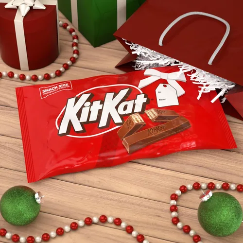 Vista 5 de KIT KAT Obleas de chocolate con leche, tamaño de bocadillo, bolsa de dulces de Navidad, 32 onzas
