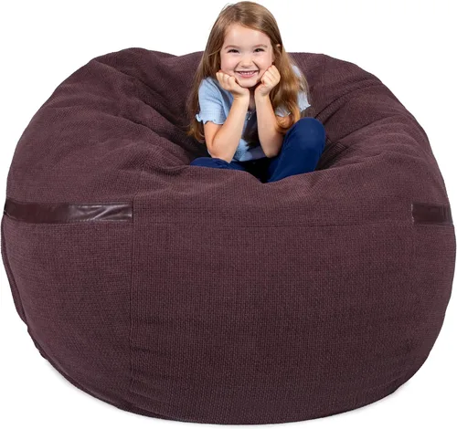 Vista 75 de Big Joe Fuf Silla Puf de Espuma de 5 Pies de Tamaño Extra Grande con Funda Extraíble para Niños, Adolescentes, Adultos, Onyx Lenox, Poliéster Tejido