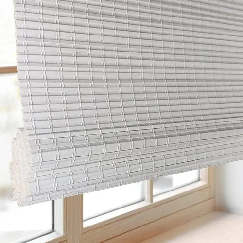 Vista 18 de Persianas de Bambú Opacas sin Cordón para Ventanas, Persianas Romanas de Filtrado de Luz con Cenefa de 6 Pulgadas de Alto, con Forro Oscurecedor