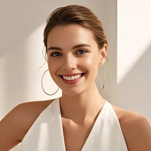Vista 6 de Gacimy Gold Aretes de aro para mujer, chapados en oro real de 14 quilates, plata de ley 925 con poste de oro para mujer