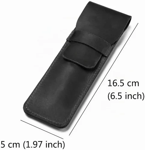 Vista 2 de Daimay Funda de cuero para bolígrafos Funda protectora de pluma de cuero para pluma de cuero de caballo loco Funda protectora - Negro