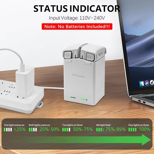 Vista 3 de AMAZEAR Cargador de batería para accesorios DJI Mini 5 Pro/Mini 4 3, DJI Mini5Pro Mini4/3 Series Hub de carga bidireccional con adaptador