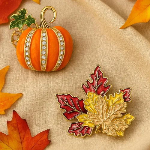 Vista 2 de 2 broches y alfileres para mujer, joyería de otoño para mujer, joyería de Acción de Gracias para mujeres, broches, alfileres de vacaciones
