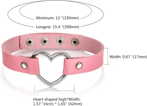 Vista 3 de OIDEA Adjustable Leather Heart Charm Choker Necklace for Women - Party Cosplay Halloween Decorations