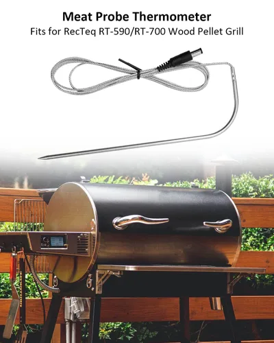 Vista 2 de 2 piezas de repuesto de sonda de carne de temperatura para parrilla de pellets de madera Rec tec Apto para accesorios de parrilla Recteq, con 2