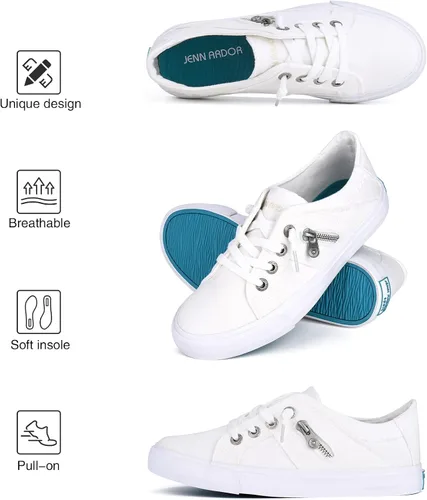 Vista 4 de JENN ARDOR Zapatillas sin cordones para mujer, zapatos antideslizantes, zapatos retro, zapatos casuales, zapatos planos para caminar