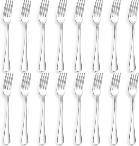 Vista 9 de Juego de 12 cucharas y tenedores, cubiertos de acero inoxidable de grado alimenticio, 6 tenedores (6.8 pulgadas) y 6 cucharas (6.6 pulgadas), juego