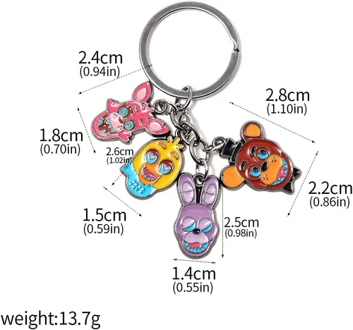 Vista 2 de SONGCHANGJEWELRY FNAF Freddy's - Llavero de seguridad para disfraz de Fazbear Nights, coleccionistas de cosplay para fanáticos de hombre y mujer