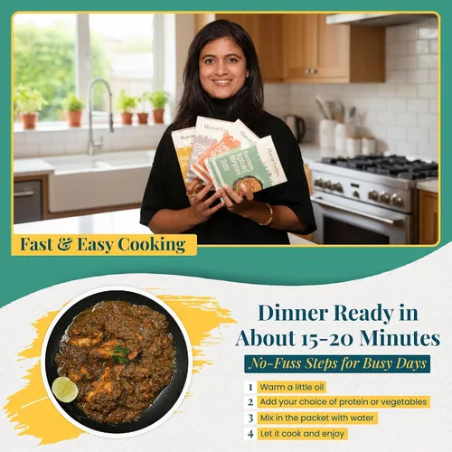 Vista 7 de Flavor Fusion Favoritos tradicionales con ingredientes naturales: pollo Tikka Masala, palak Paneer y pollo picante a la pimienta para una cocina