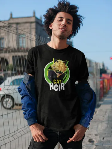 Vista 5 de Miraculous Ladybug and Cat Noir Merch Adrien Hero Graphic Camiseta para hombre