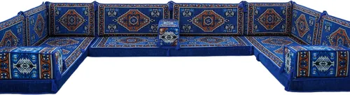 Vista 174 de arabicsofa Sofá en forma de U de estilo árabe para el suelo – Juego de Majlis hecho a mano – Sofá de estilo bohemio