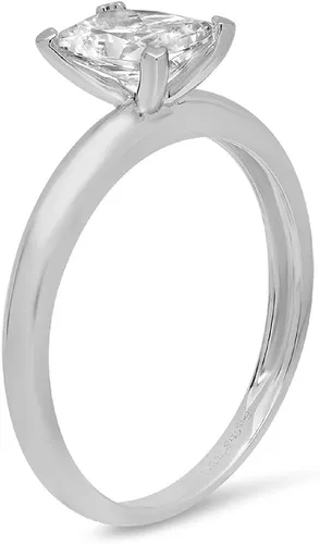 Vista 2 de Anillo de compromiso de 1,0 quilates con solitario de corte esmeralda, auténtico moissanita, ideal VVS1 D de 4 puntas de compromiso, boda, boda