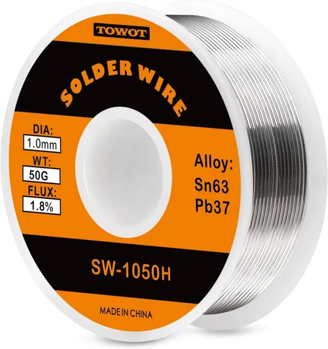Vista 9 de Towot 63-37 Alambre de soldadura con núcleo de colofonia de estaño de plomo de alta pureza para soldadura eléctrica, contenido 1.8% de flujo