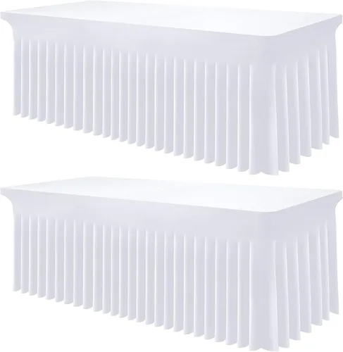 Vista 31 de Smiry Mantel de Spandex, Mantel Elástico Ajustable Extensible para Mesas Rectangulares de 6 Pies, Falda Cubierta de Mesa Impermeable y Lavable
