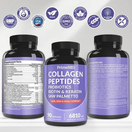 Vista 8 de Vitaminas 27 en 1 para la piel y las uñas (6810 mg) con biotina 10000mcg – Suplementos de colágeno para hombres y mujeres – Suplementos de queratina