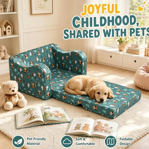 Vista 11 de MOMCAYWEX - Sofá para niños, 2 en 1, plegable, piel de melocotón, color azul