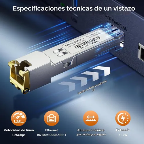 Vista 5 de Cable Matters 1000BASE-T Gigabit SFP a RJ45 módulo transceptor de cobre