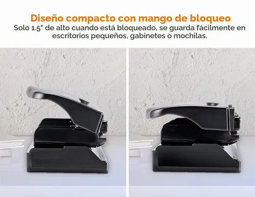 Vista 5 de Bostitch Office - Perforadora de 3 agujeros, metal duradero, base de goma