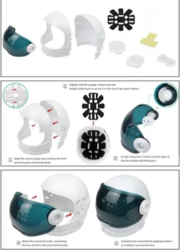 Vista 6 de Casco de astronauta aeroespacial Futuro Ciencia Ficción Cosplay