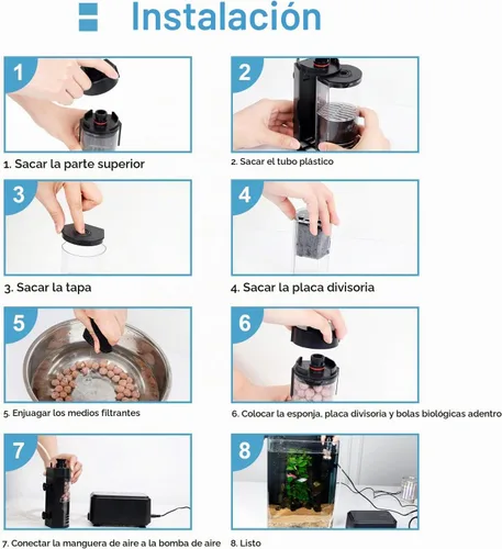 Vista 6 de hygger Filtro de esponja bio para acuario pequeño con bolas de cerámica, filtro de tanque de peces de 2 a 5 galones para cría de camarones betta