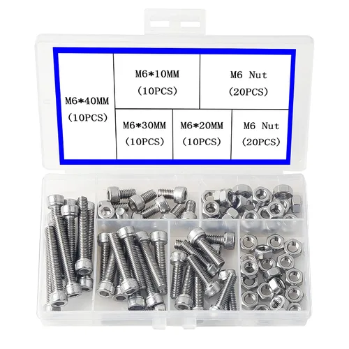 Vista 10 de Juego de pernos y tuercas con exterior hexagonal, mecánicos de acero inoxidable 304, maquinaria industrial, Tornillos hexagonales