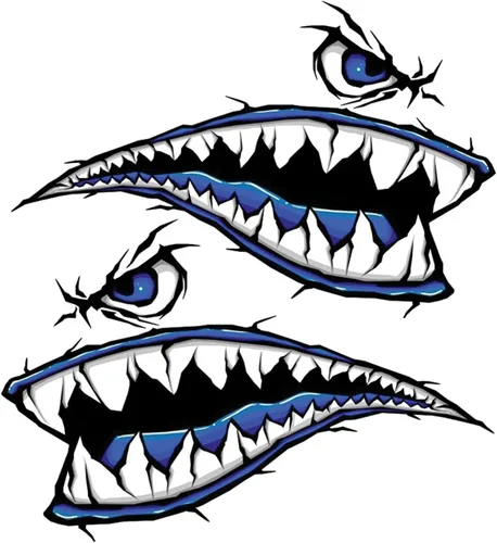 Vista 14 de 2 calcomanías de kayak con dientes de tiburón, impermeables, divertidos, accesorios gráficos para kayak, canoa, pesca, barco, automóvil, camión