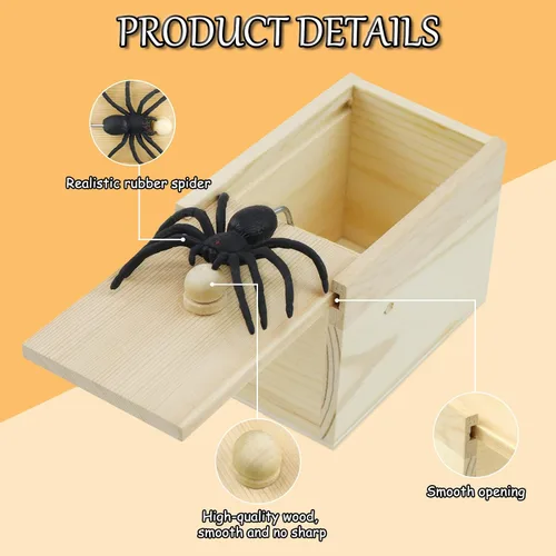 Vista 4 de Caja de miedo de broma de araña, hecha a mano, divertidas y prácticas cajas de broma sorpresa, divertida caja de regalo de Halloween para adultos
