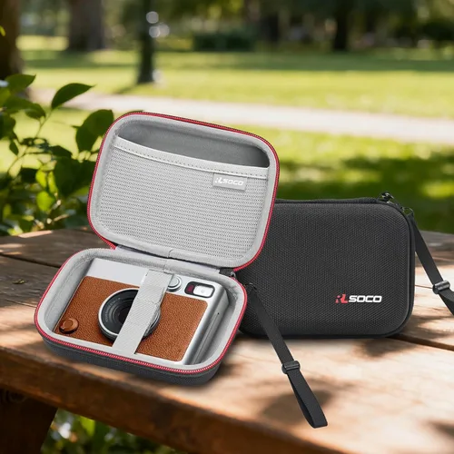 Vista 7 de RLSOCO Funda de transporte para cámara instantánea Fujifilm Instax Mini EVO, soporta Instax Mini Evo, hojas de película instantánea, cable de carga