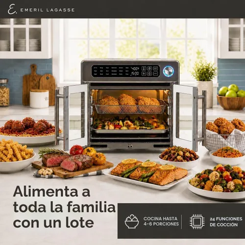 Vista 2 de Emeril Lagasse Combo de Horno Tostador y Freidora de Aire Extra Grande con Puerta Francesa, 24 Funciones de Cocción y Controles Digitales, 7