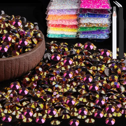 Vista 42 de 15000 diamantes de imitación de resina de 0.079 pulgadas a granel, diamantes de imitación de gelatina redondos negros con parte trasera plana, gemas
