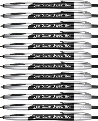 Vista 3 de Bolígrafos de tinta personalizados con lápiz capacitivo, clic en acción, The Glide, escritura negra, bolígrafos con nombre impreso, impresos con tu