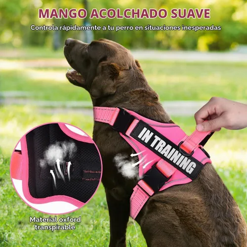 Vista 7 de Juego de Arnés y Correa para Perro, Chaleco Reflectante para Perro de Servicio Animire con 10 Parches, 3 Anillos Chaleco para Mascotas Sin Rosa