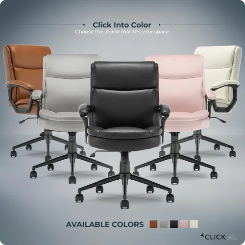 Vista 9 de Click365 Transform 2.0 Silla de oficina ergonómica, silla de escritorio con respaldo medio con brazos acolchados, soporte lumbar, altura ajustable