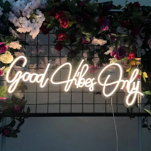 Vista 10 de FARNEW Good Vibes Only - Letrero de neón para pared, decoración de pared Azul