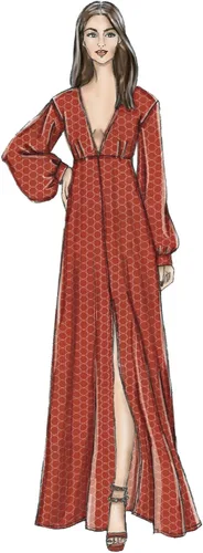 Vista 5 de Vogue Patterns V9311OSZ Vestido de señorita, 6-8-10-12-14-16-18-20-22, rojo