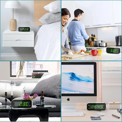 Vista 7 de KWANWA Reloj despertador digital 2 en 1 con termómetro