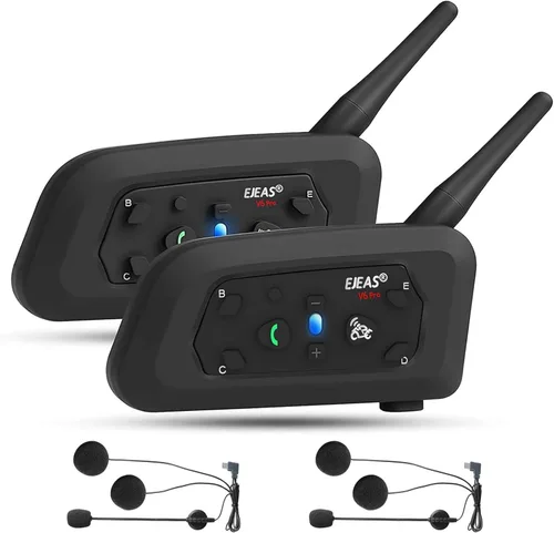 Vista 9 de EJEAS V6 Pro - Auriculares Bluetooth para motocicleta, sistema de comunicación de casco de intercomunicación para 2 conductores con respuesta