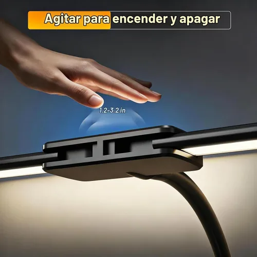 Vista 3 de Syrinx Lámpara de escritorio LED para oficina en casa, lámpara de Iluminación de área amplia para el cuidado de los ojos, cuello de cisne