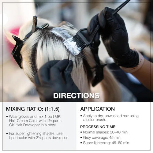 Vista 3 de GK HAIR Color Cream 10.0 Rubio platino más claro – 100% cobertura de canas Resultados semipermanentes, semipermanente o semipermanente 8–10 Vol