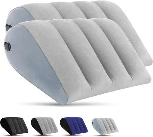 Vista 11 de TheClover Almohada inflable de cuña para dormir - Almohada de elevación de piernas con máscara para dormir, almohada de cuña de cama para acampar